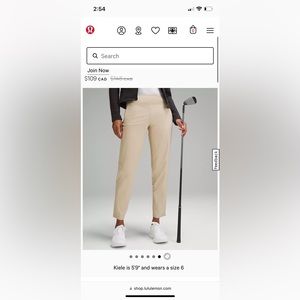 Lululemon Mid-Rise Golf Pant 28" size 6